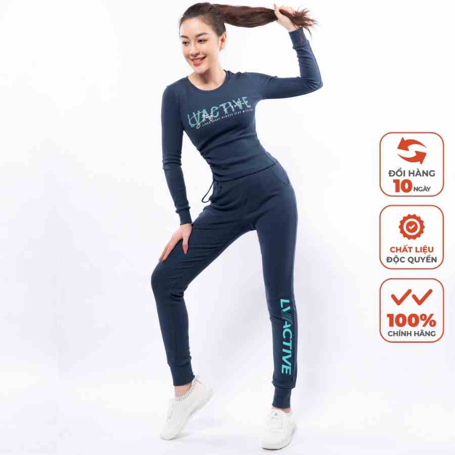 [Mã BMLTB35 giảm đến 35K đơn 99K] Set Áo Croptop Dài Tay & Quần Jogger LV Positive Len Tăm Livan Sport Chính Hãng