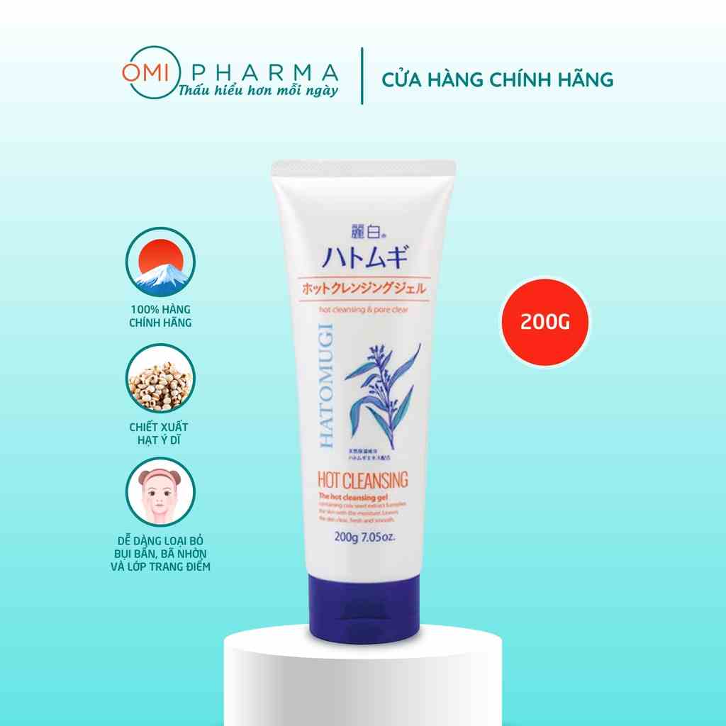 (T9/2024) Gel Tẩy Trang Nóng Chiết Xuất Hạt Ý Dĩ Hatomugi The Hot Cleansing Gel (200g)