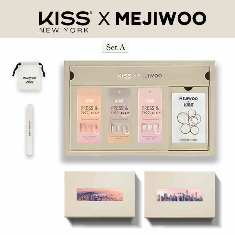 [KISS NEW YORK X MEJIWOO] Collaboration Box Set A Simple & ASAP  Bộ Sản Phẩm Móng Tay - 4 Món