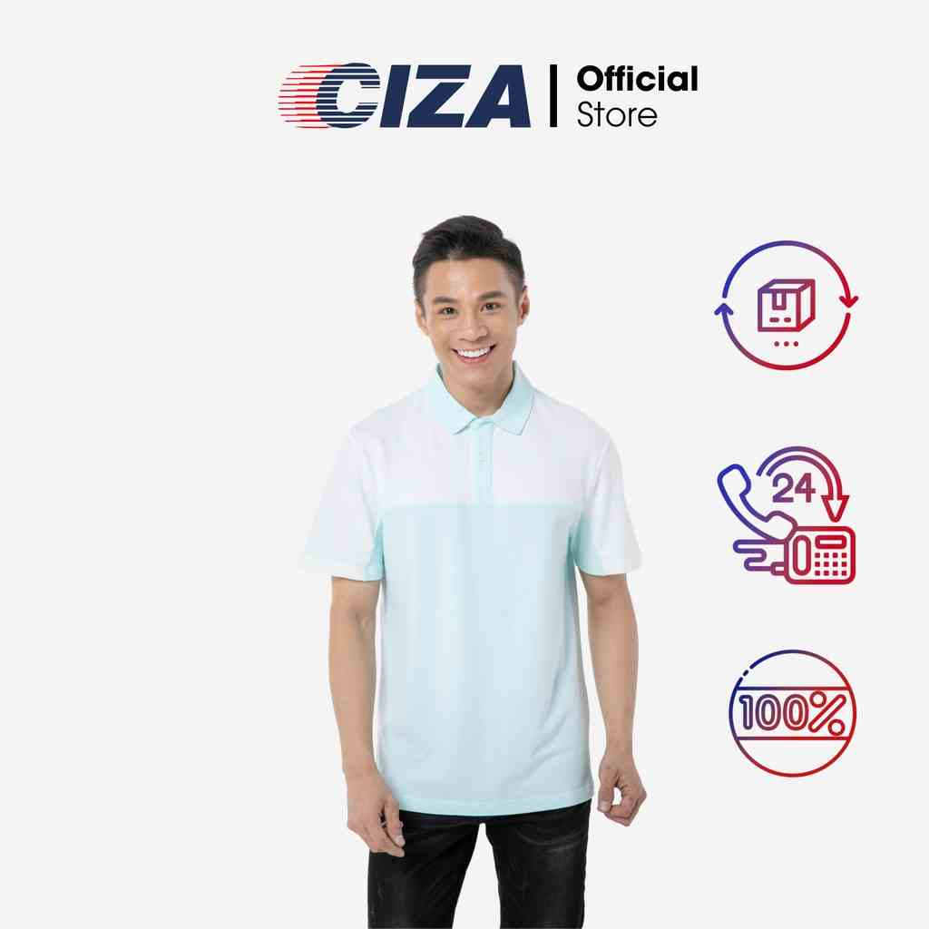 Áo polo ngắn cộc tay nam CIZA vải cotton cao cấp thanh lịch trẻ trung màu blue size S M L XL  APNC06