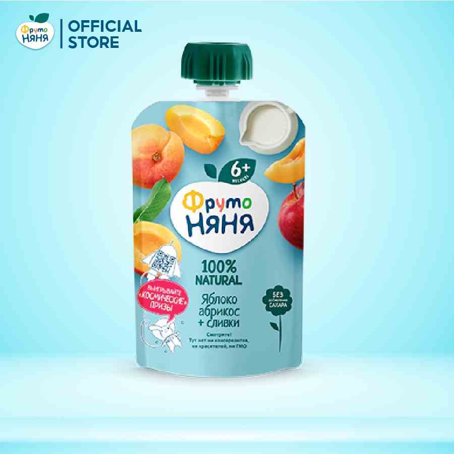 Trái cây nghiền vị táo, mơ và kem tươi Fruto Nyanya 90g