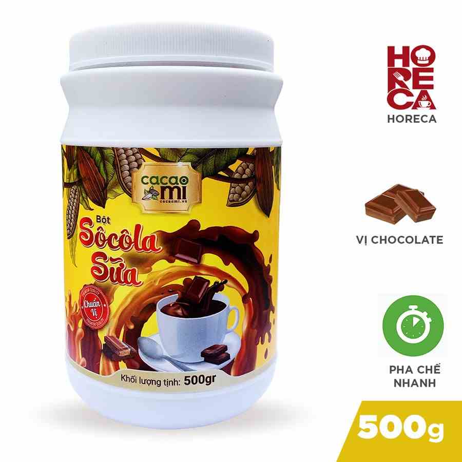 Thức uống sô cô la - Bột socola sữa CacaoMi thơm vị cacao chuyên pha chế trà sữa, milo dầm, làm bánh, HORECA hũ lớn 500g