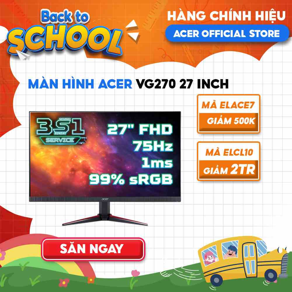 [Mã ELCL7 giảm 7% đơn 300K] Màn Hình Acer VG270 27