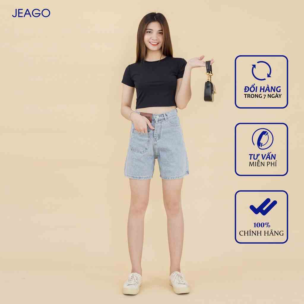 Quần Short Jean Nữ Xanh Màu Nhạt JEAGO_M217