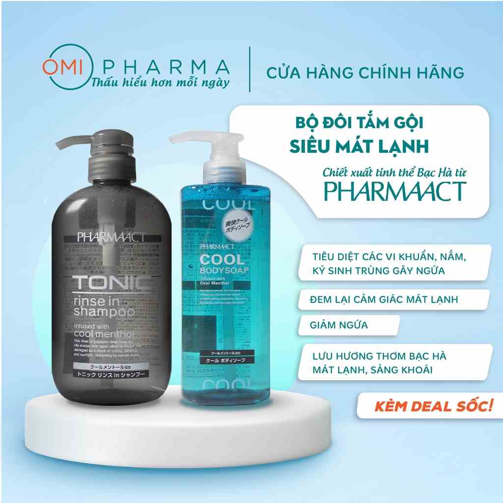 Combo Dầu Gội Xả 2in1 Và Sữa Tắm Bạc Hà Mát Lạnh PharmaAct Nhật Bản (550ml)