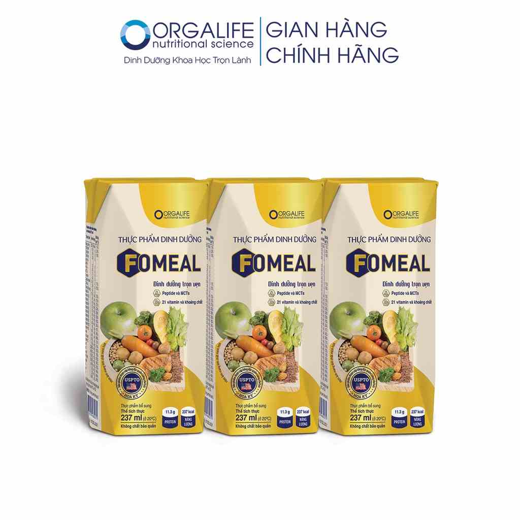 Lốc 3 hộp thực phẩm dinh dưỡng y học Fomeal 237ml/hộp - Dinh dưỡng cho người bệnh, kém hấp thu, phục hồi nhanh chóng