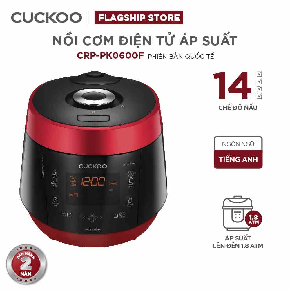 [Mã ELHACE02 giảm 12% đơn 2TR] Nồi cơm Áp suất Điện tử Cuckoo CRP-PK0600F 1.08L CRP-PK0600F - Hàng chính hãng