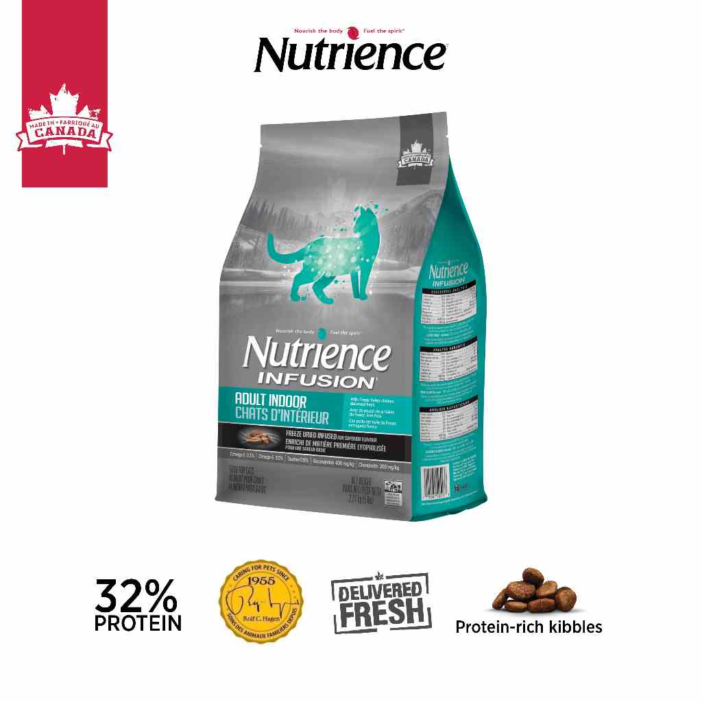 Thức Ăn Cho Mèo Nutrience Infusion Adult Indoor cho mèo trưởng thành - thịt gà và rau củ trái cây tự nhiên 2.27kg