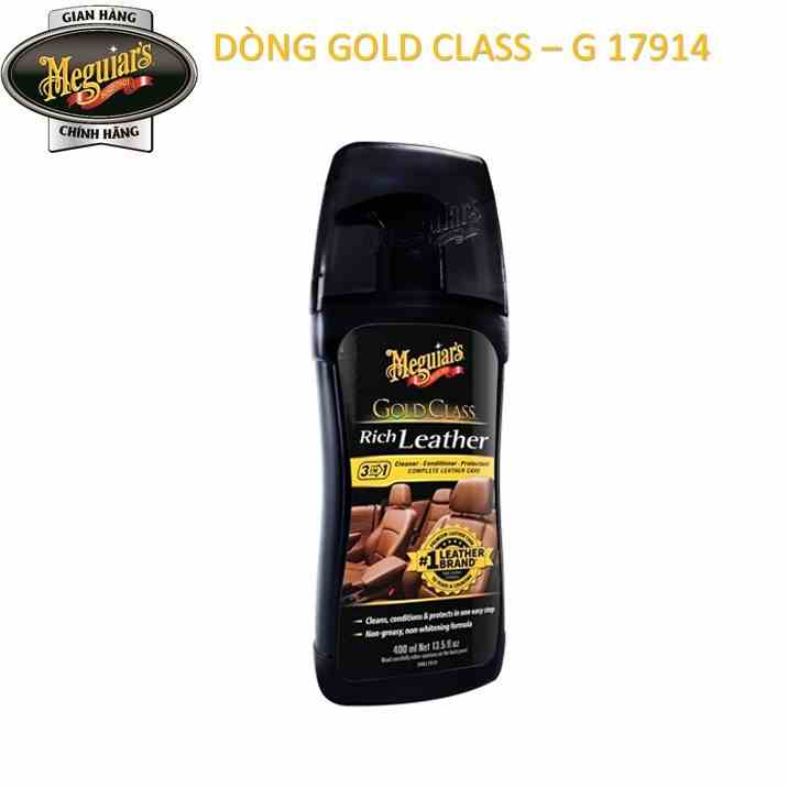 Meguiars Gel dưỡng & bảo vệ chuyên sâu nội thất da ô tô dòng Gold Class - Gold Class Rich Leather 3in1, G17914, 400ml