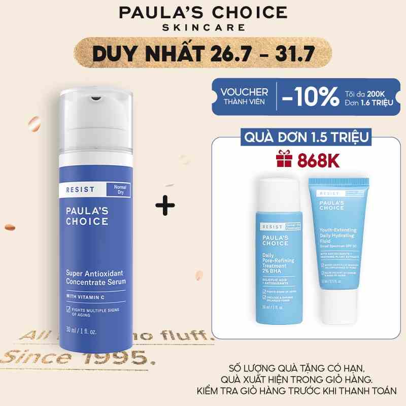 Tinh chất ngăn ngừa lão hóa chuyên sâu cho da khô Paulas Choice Resist Super Antioxidant Concentrate Serum 30ml 7640