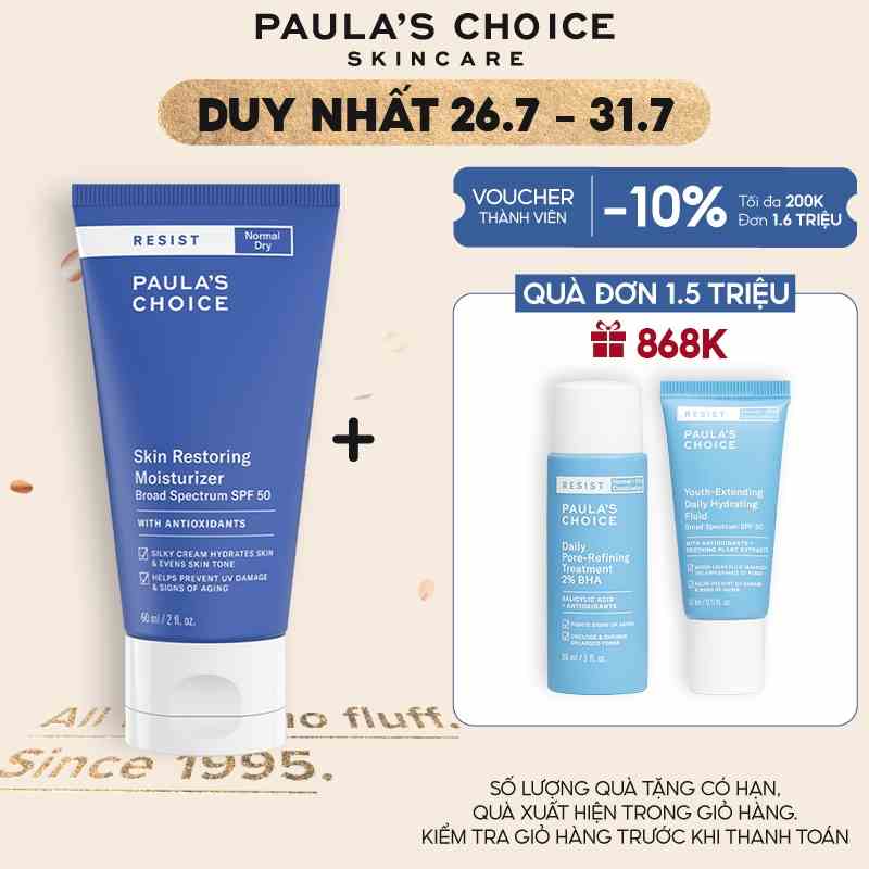 Kem chống nắng chống lão hóa Paula’s Choice Resist Skin Restoring Moisturizer with SPF 50-60ml 7970