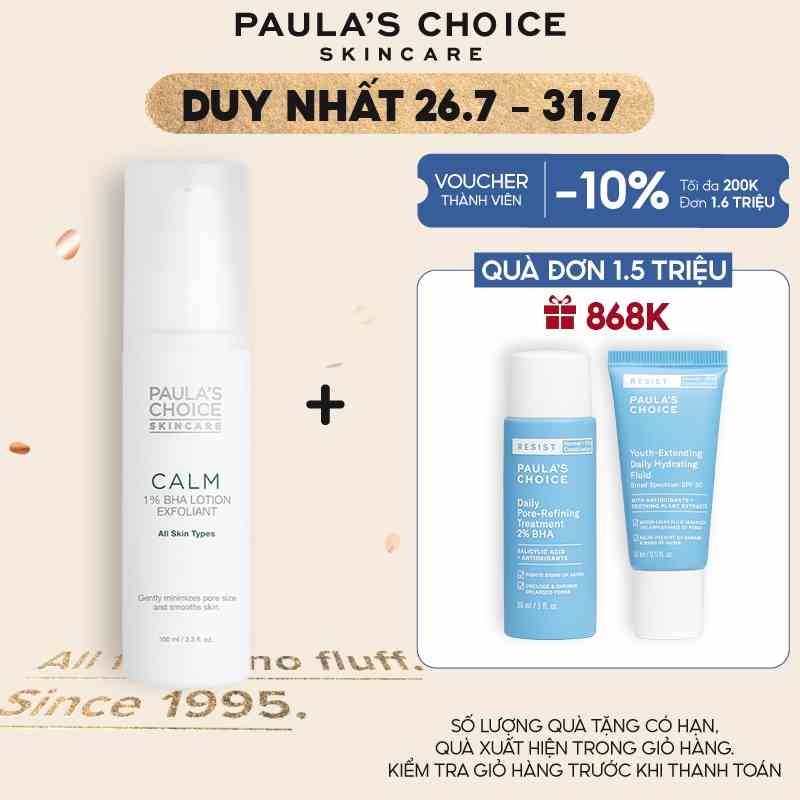 Lotion tẩy da chết dịu nhẹ cho da nhạy cảm Paulas Choice 1% BHA Exfoliant 100ml 9100