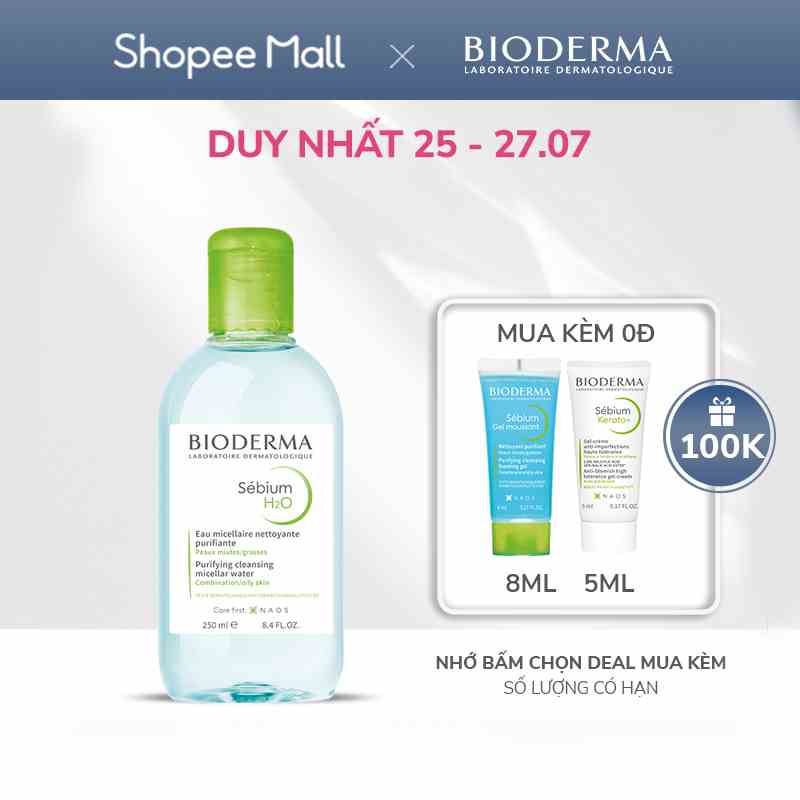 Dung dịch làm sạch và tẩy trang công nghệ Micellar Bioderma Sebium H2O - 250ml