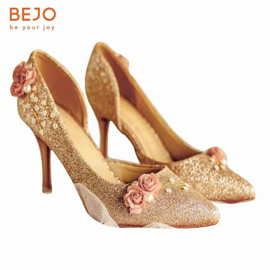 [Mã BMLTB35 giảm đến 35K đơn 99K] Giày cưới - Già cô dâu BEJO H51 thuyền hoa hồng - WEDDING SHOES