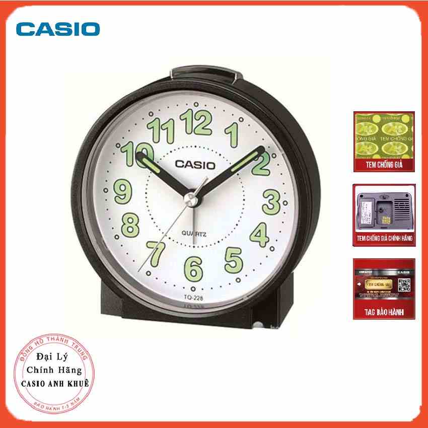 Đồng hồ để bàn Casio TQ-228-1DF báo thức, dạ quang ( 8.6 cm )