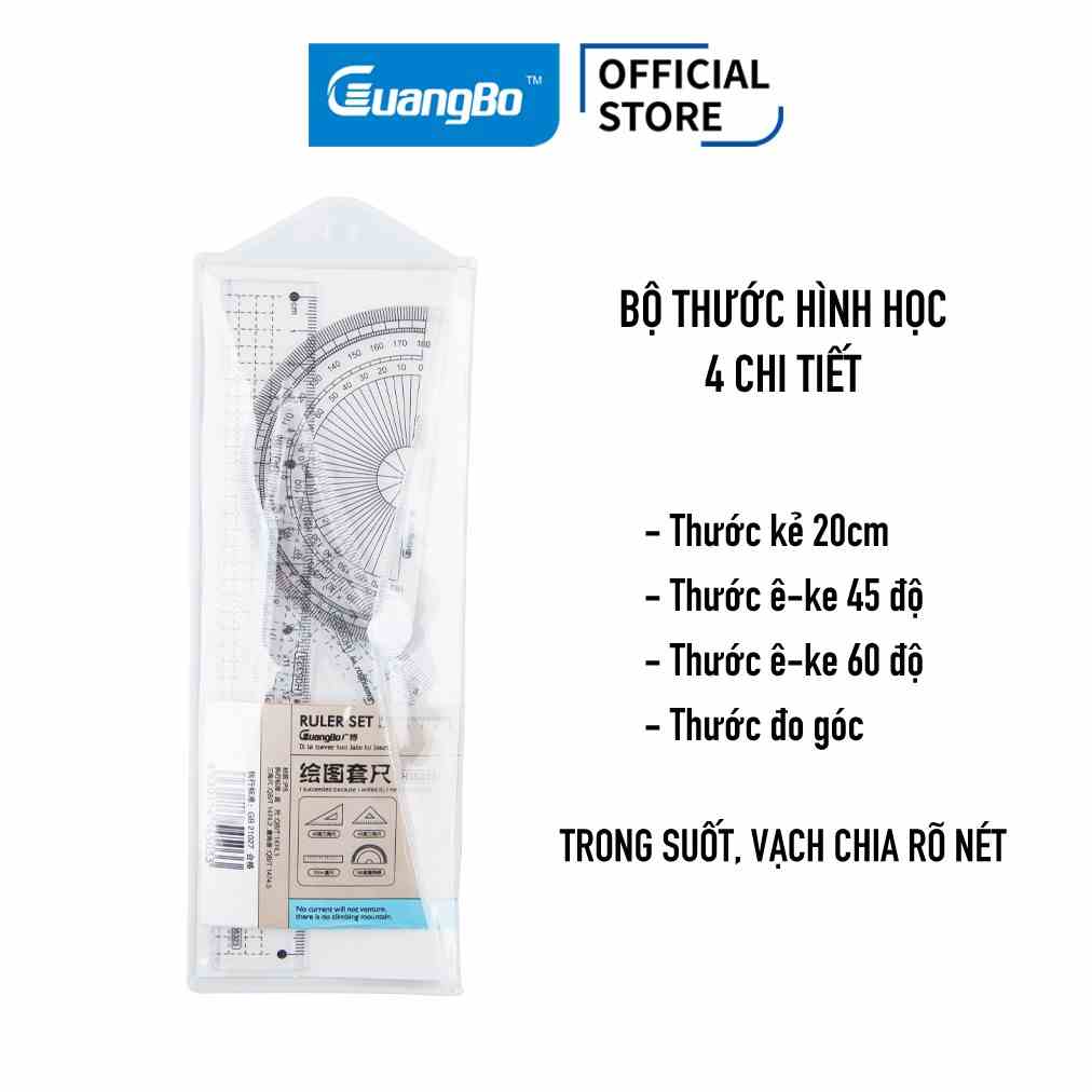 Bộ thước kẻ 4 chi tiết 20cm GuangBo H05323