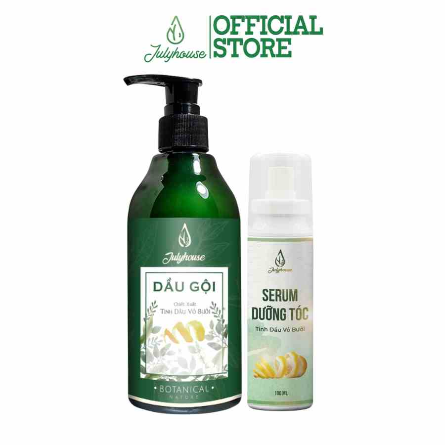 Combo dưỡng tóc bồng bềnh: Dầu gội Bưởi 300ml và Serum dưỡng tóc Bưởi 100ml JULYHOUSE