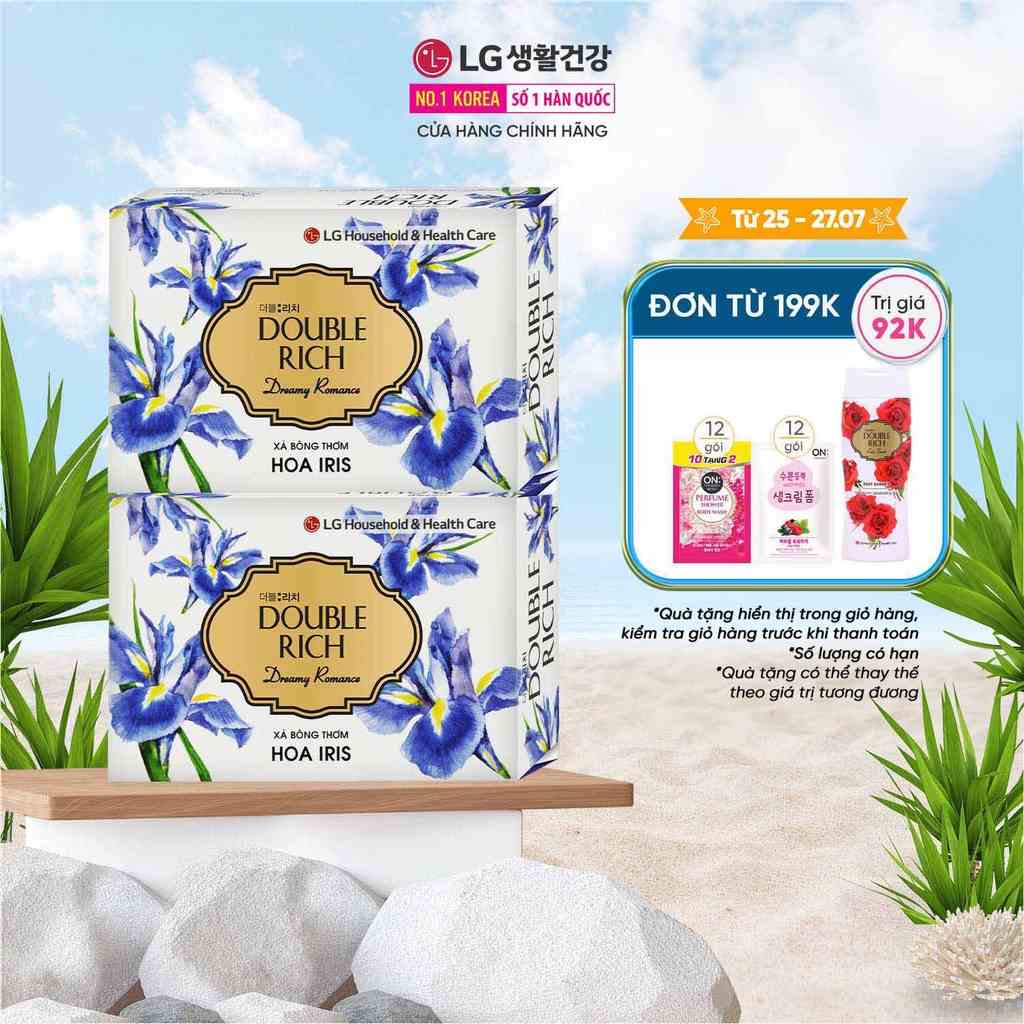 Bộ 2 xà phòng thơm Double Rich hương hoa chiết xuất từ thiên nhiên Iris Soap 90g/xà phòng