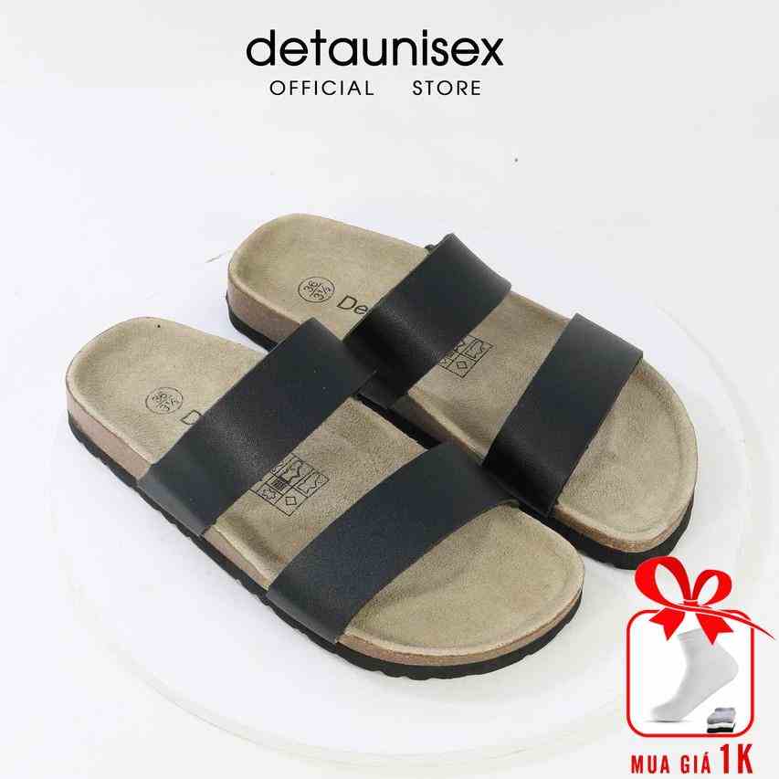 Dép Birken đế trấu nam nữ 2 quai ngang Detaunisex phong cách cá tính - DETA24