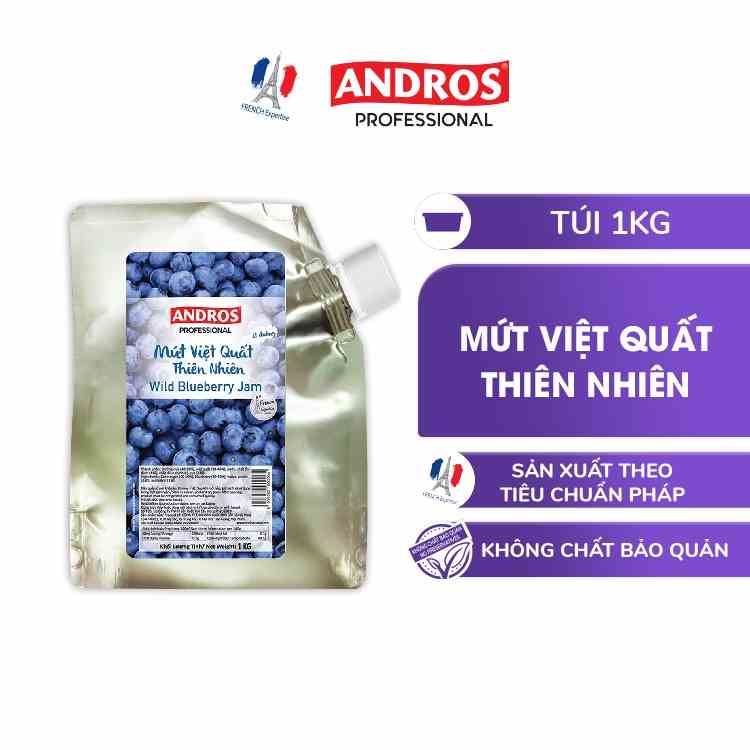 Mứt Trái Cây Việt Quất Thiên Nhiên - Không chất bảo quản - ANDROS - 1kg