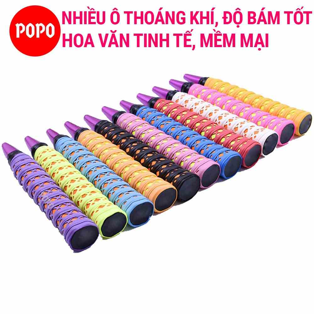 Quấn cán vợt cầu lông, tennis POPO GY104 nhiều ô thoáng khí, thoát mồ hôi