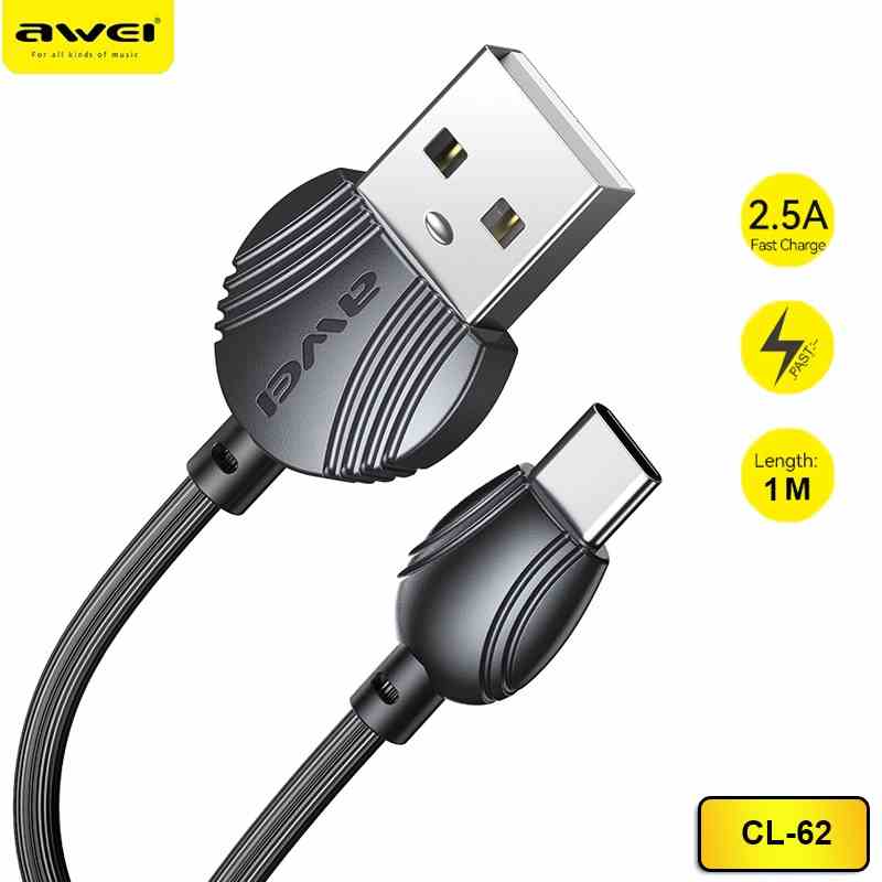 Cáp sạc Awei Cl-62 cổng USB Type-C chất lượng cao dành cho Huawei Vivo Samsung