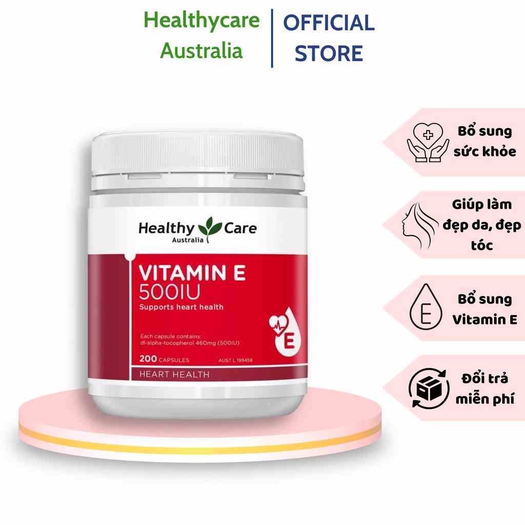 Viên uống bổ sung vitamin E HEALTHY CARE 500IU 200 VIÊN