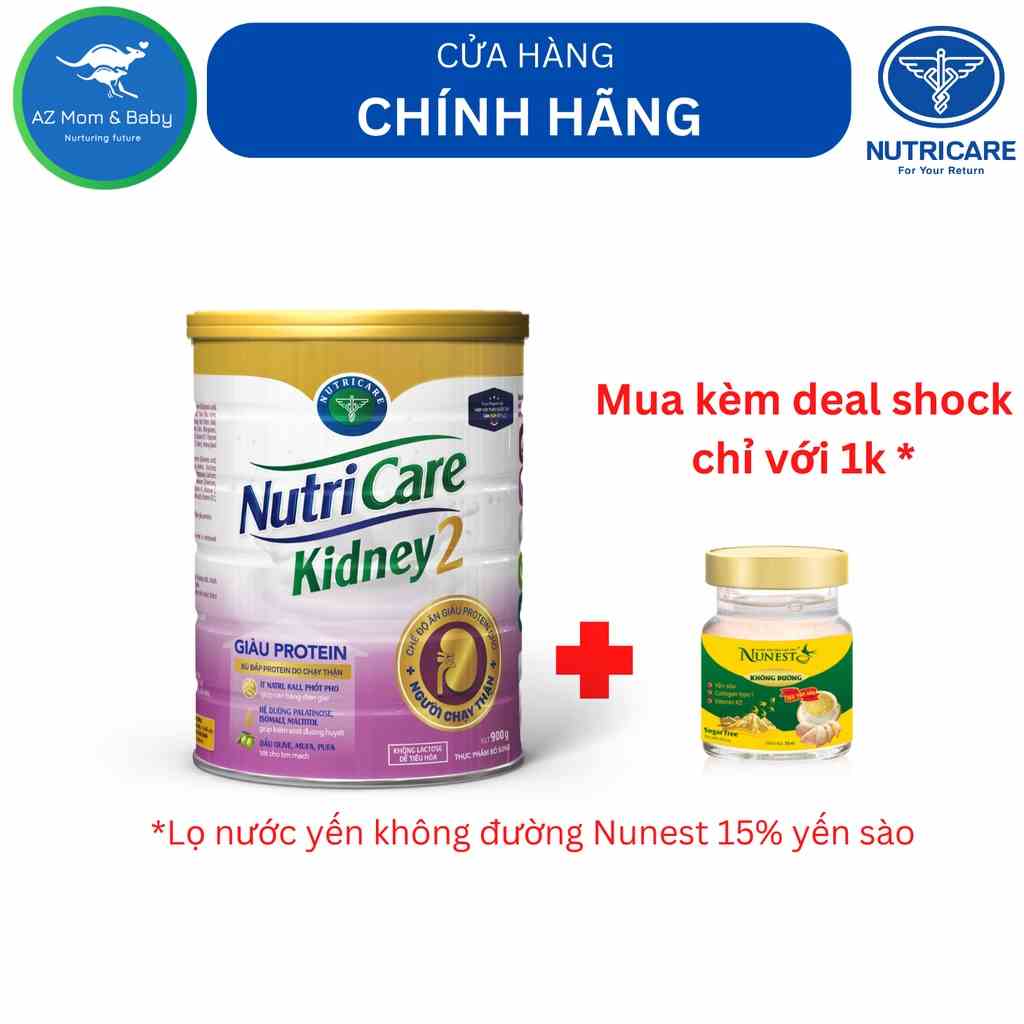 Sữa bột Nutricare Kidney 2 - dinh dưỡng cho người chạy thận nhân tạo (900g)