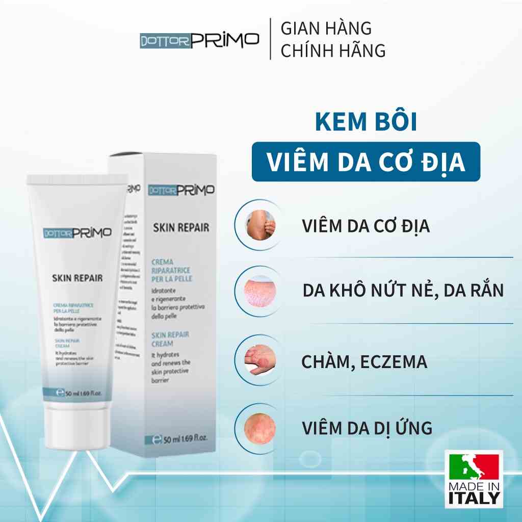 Kem Viêm Da Cơ Địa, Chàm Da, Eczema, Da Nứt Nẻ DottorPrimo Skin Repair (Tuýp 20-50ml)