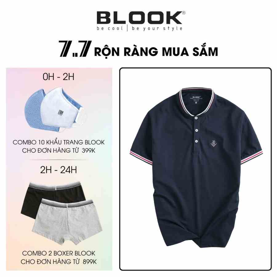 Áo thun nam cổ trụ thời trang phong cách Hàn Quốc BLOOK 35617