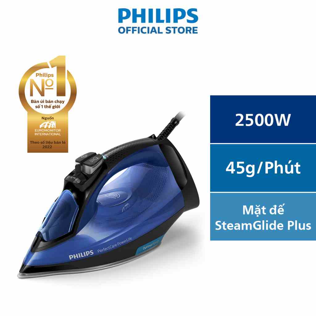 Bàn Ủi Hơi Nước nằm PHILIPS GC3920 2500W - Hàng Chính Hãng