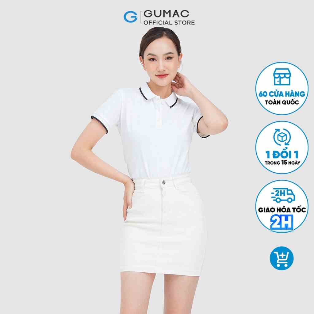 Áo thun polo nữ thời trang GUMAC có cổ đẹp thiết kế trơn cơ bản ATC04011