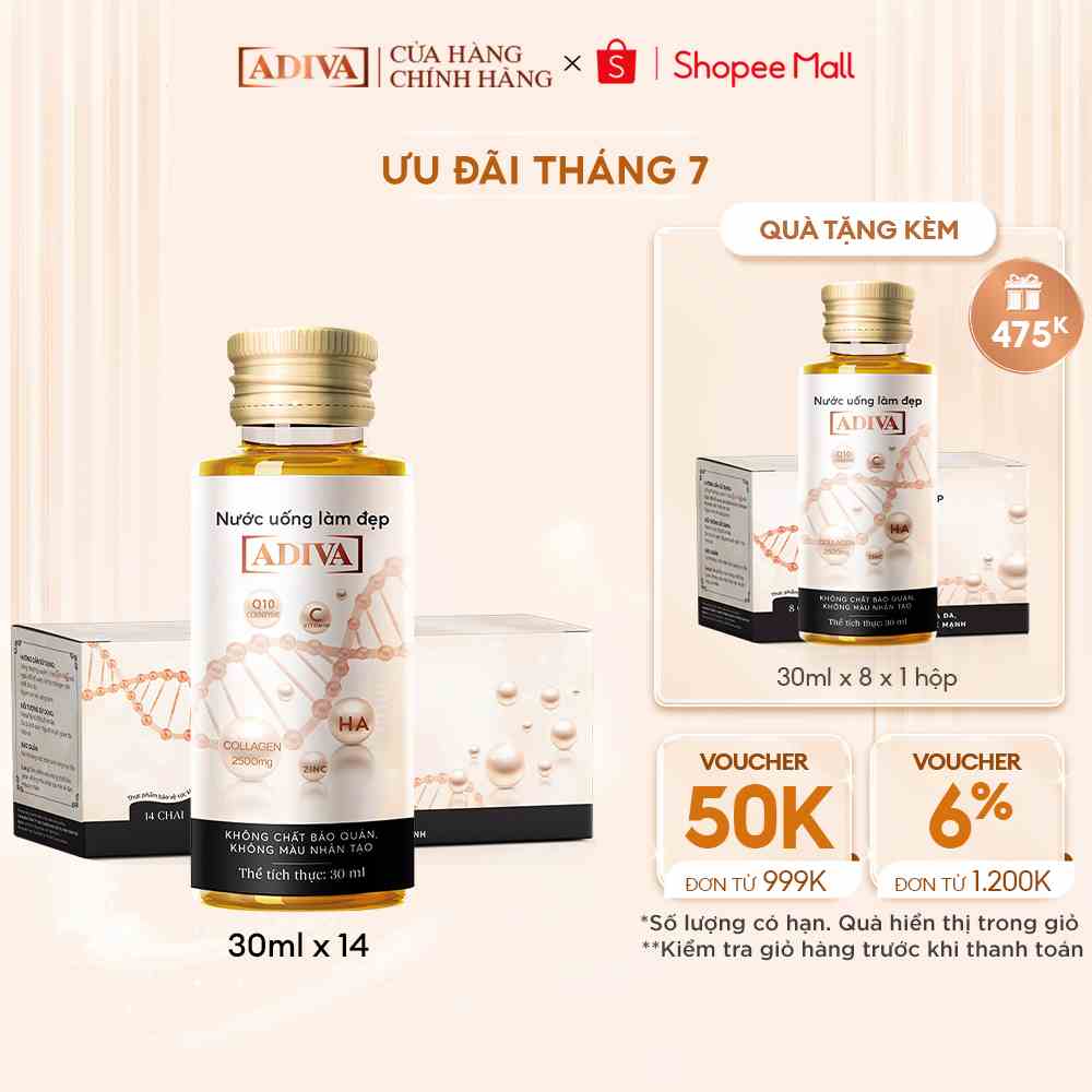 Nước Uống Làm Đẹp Collagen ADIVA (14 Chai/Hộp)