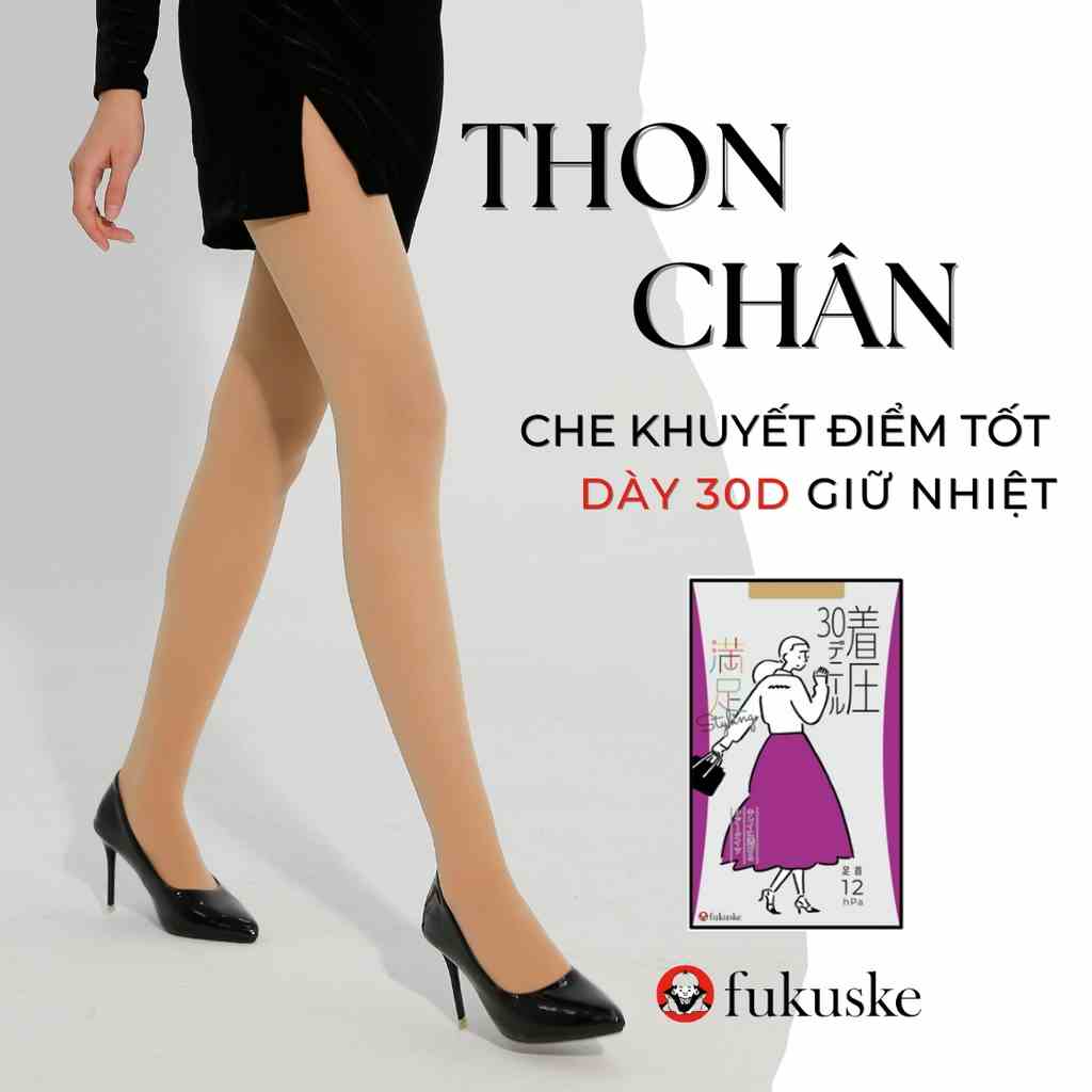 Quần tất Fukuske Che khuyết điểm thon gọn chân độ dày 30D nội địa Nhật Bản tôn dáng nâng mông siêu dai