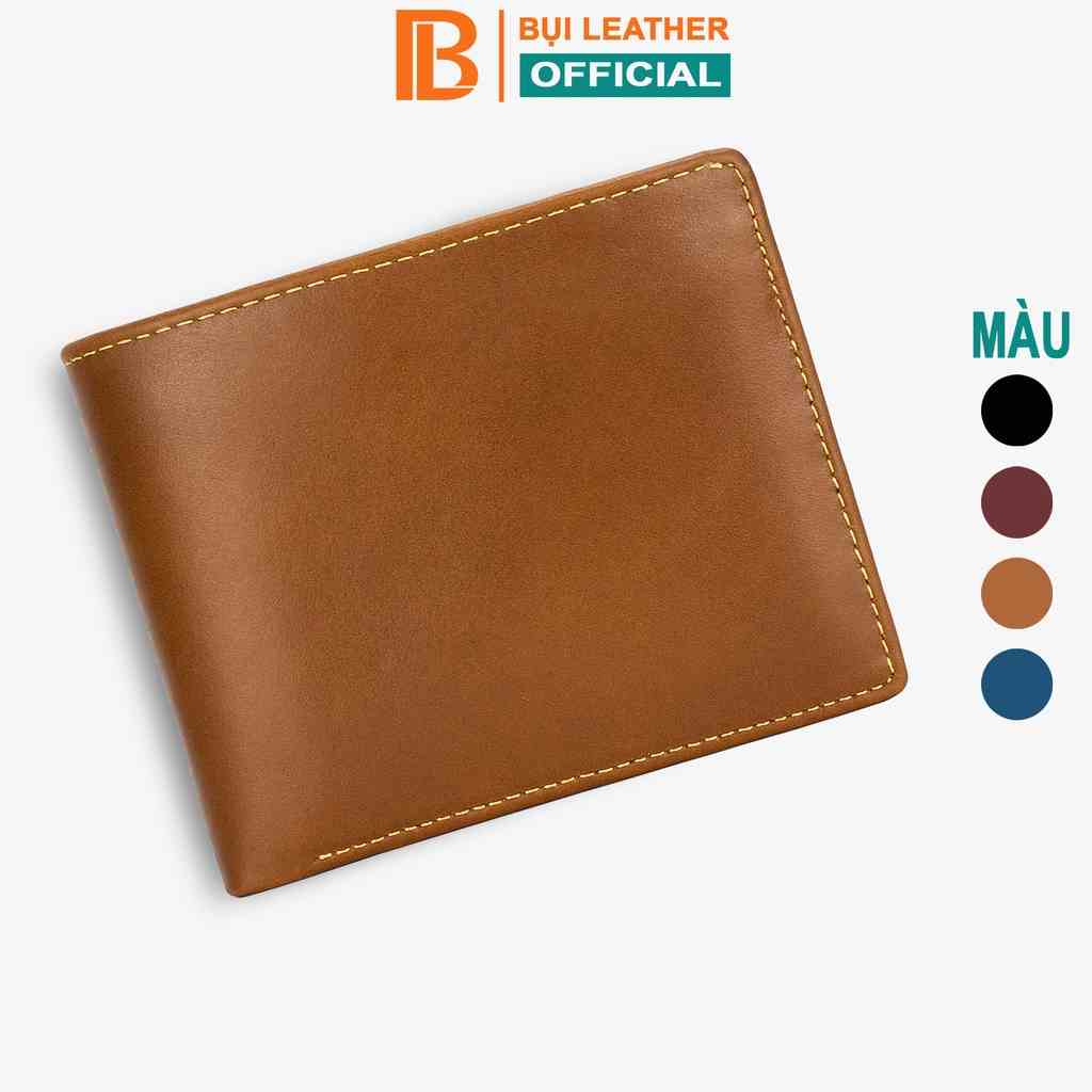 Ví nam da bò Nappa V104 cao cấp Bụi Leather da thật màu nâu bò full hộp làm quà tặng bảo hành 24 tháng