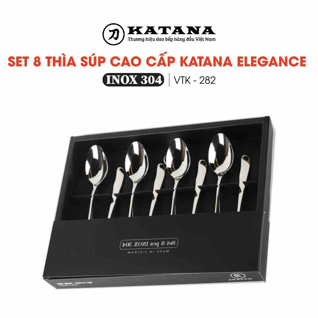 Bộ thìa súp inox vân trơn KATANA Elegance VTK282 8 món