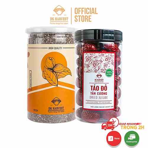 COMBO SIÊU TIẾT KIỆM -  1 Táo Đỏ Tân Cương Dried Jujube DK Harvest 350g - 1 Hạt chia đen Organic 300g