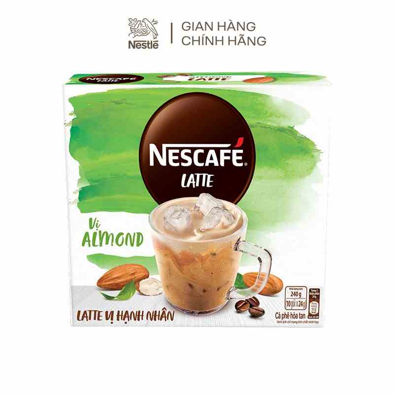 [BAO BÌ MỚI] Cà phê sữa hạt NESCAFÉ Latte Sữa Hạt Vị Hạnh Nhân (Hộp 10 gói x 24g)