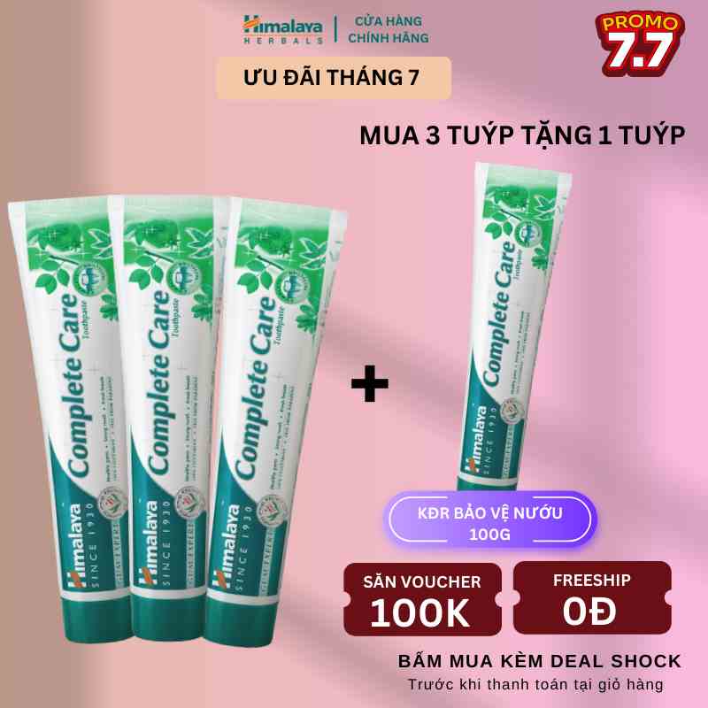 Combo 3 tuýp kem đánh răng bảo vệ nướu Himalaya Complete Care Toothpaste 100g/ tuýp