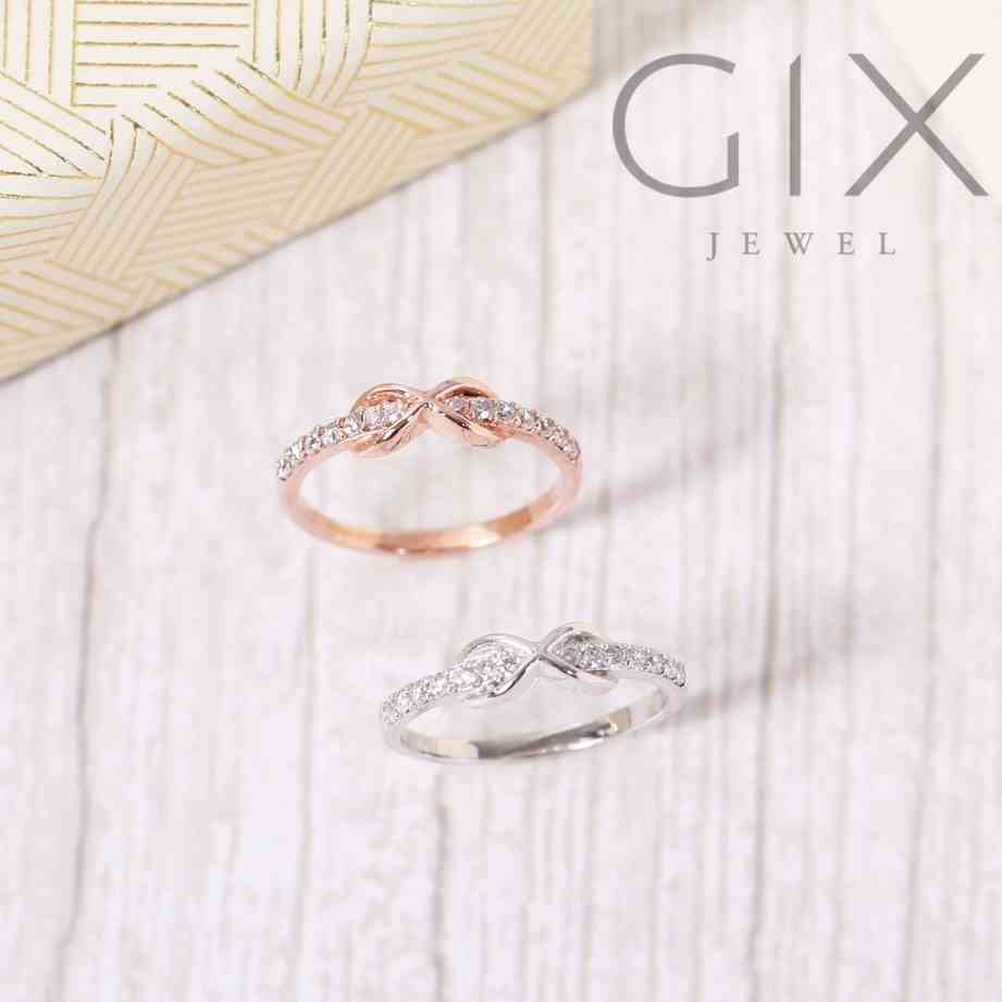 [Mã BMLTB200 giảm đến 100K đơn 499K] Nhẫn bạc đính đá nữ vô cực tiny mạ rose gold Gix Jewel N08VH