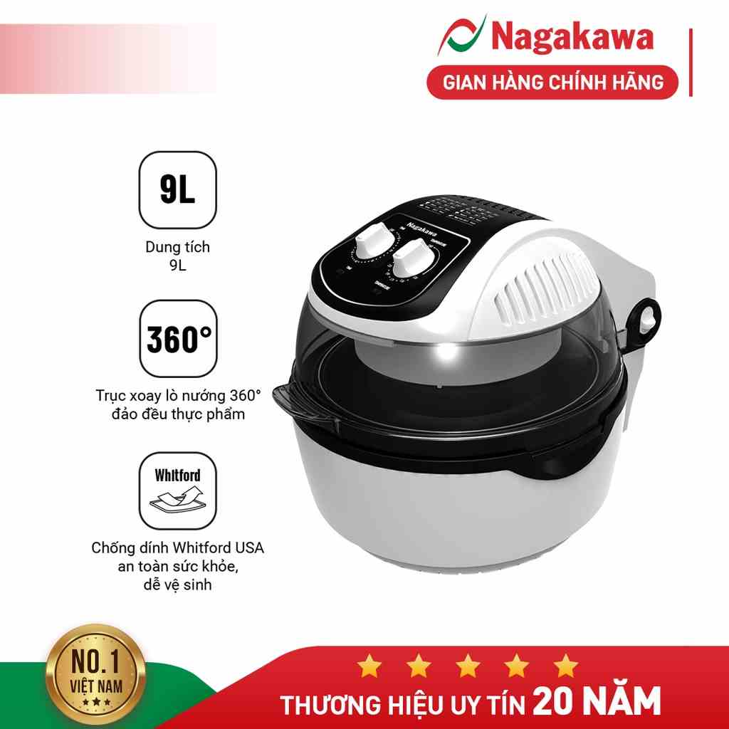 [Mã ELHA22 giảm 6% đơn 300K] Nồi chiên không dầu (Air fryer) NAGAKAWA NAG3302 - Dung tích 9L