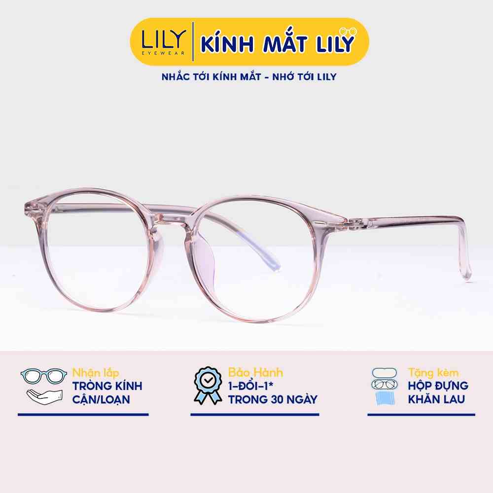 Gọng kính cận nhựa dẻo Lilyeyewear thiết kế mắt tròn, phụ kiện nam nữ nhiều màu sắc - 215