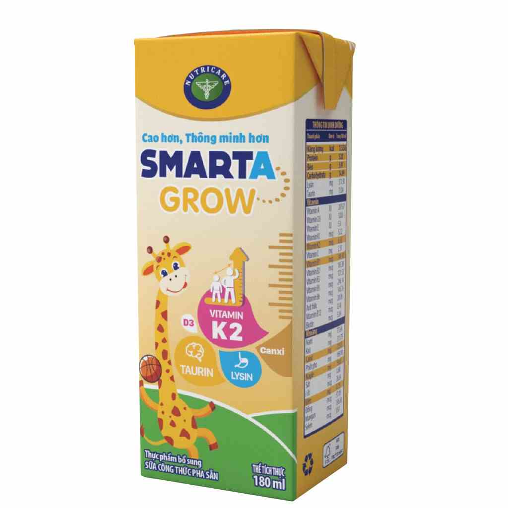 [Mã BMLTA35 giảm đến 35K đơn 99K] Thùng sữa công thức pha sẵn Nutricare Smarta (180ml x 48 hộp)