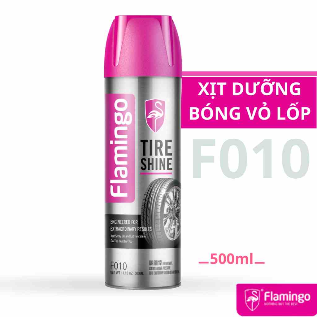 [Mã BMLTB35 giảm đến 35K đơn 99K] Bình xịt dưỡng bóng vỏ lốp ô tô, phục hồi nhựa đen Flamingo F010 500ml