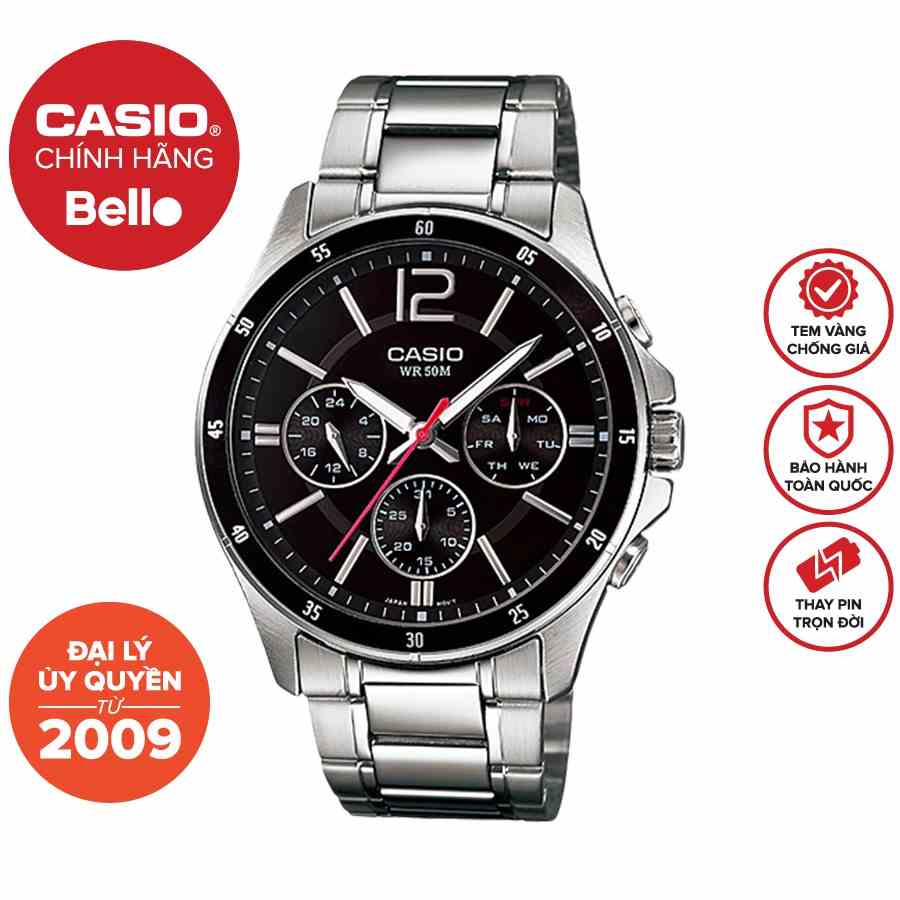 Đồng hồ Nam dây thép Casio MTP-1374 chính hãng bảo hành 1 năm Pin trọn đời