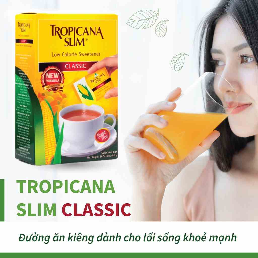 Hộp 50 Gói Đường Bắp Ăn Kiêng Low Calo Surcalose Tropicana Slim Classic 100g Dành Cho Người Tiểu Đường Và Ăn Kiêng