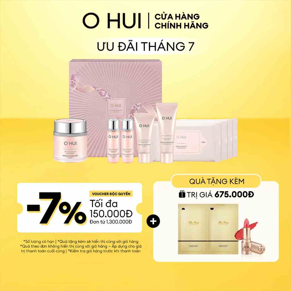 [Tặng set dưỡng ẩm 460k] Bộ đôi kem dưỡng ẩm mượt căng sáng da OHUI Miracle Moisture Cream