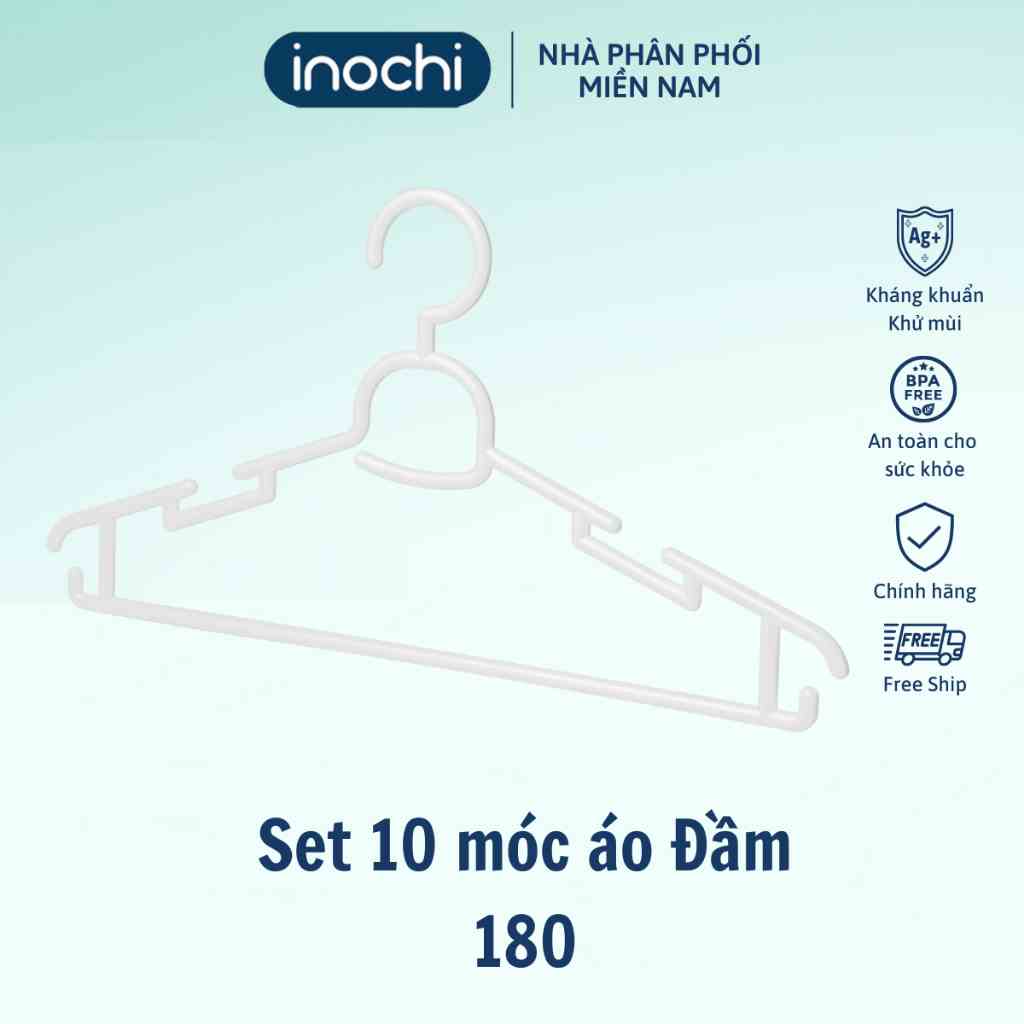 Set 10 móc áo inochi chống giòn gãy, thiết kế đẹp, giữ form quần áo