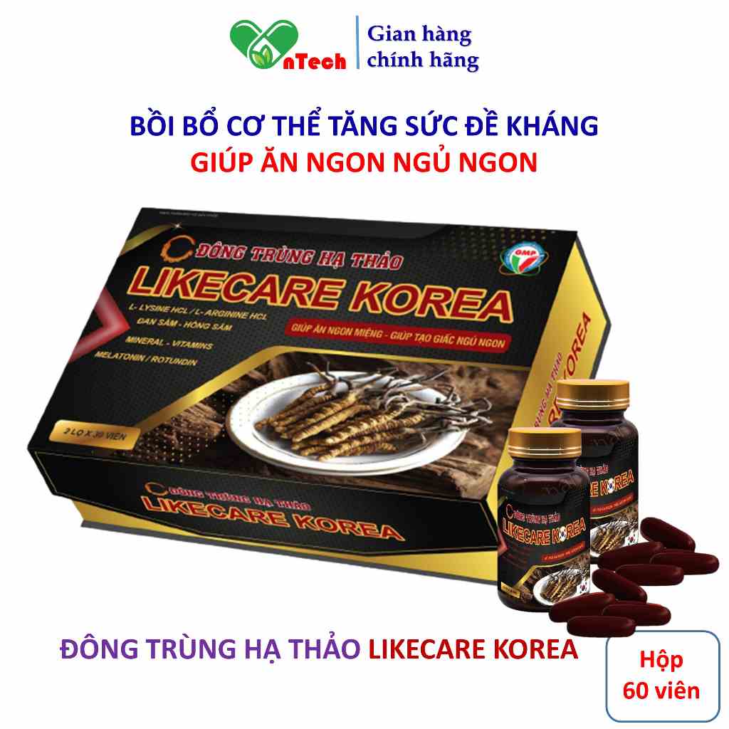 Đông trùng hạ thảo Best Life LIKECARE KOREA giúp ăn ngon ngủ tốt bồi bổ cơ thể tăng sức đề kháng hộp 60 viên