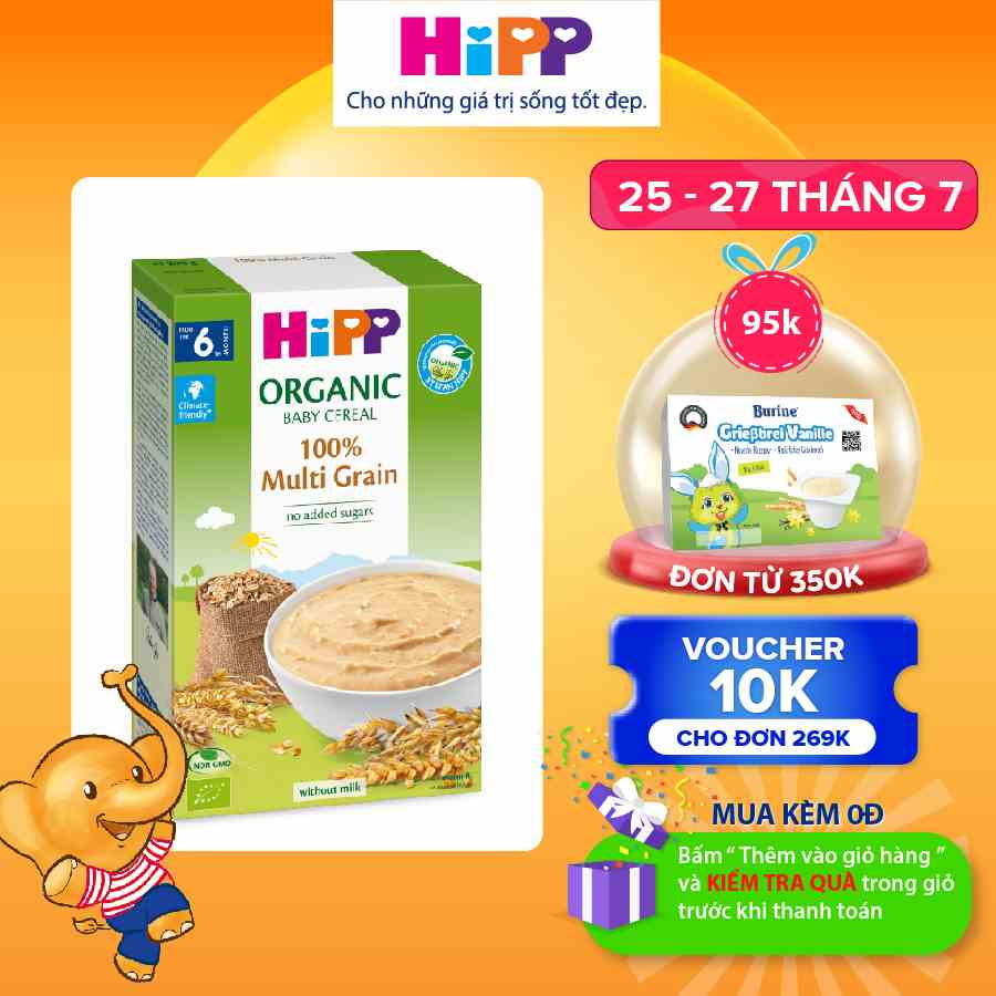 Bột ăn dặm dinh dưỡng Ngũ cốc tổng hợp HiPP Organic 200g